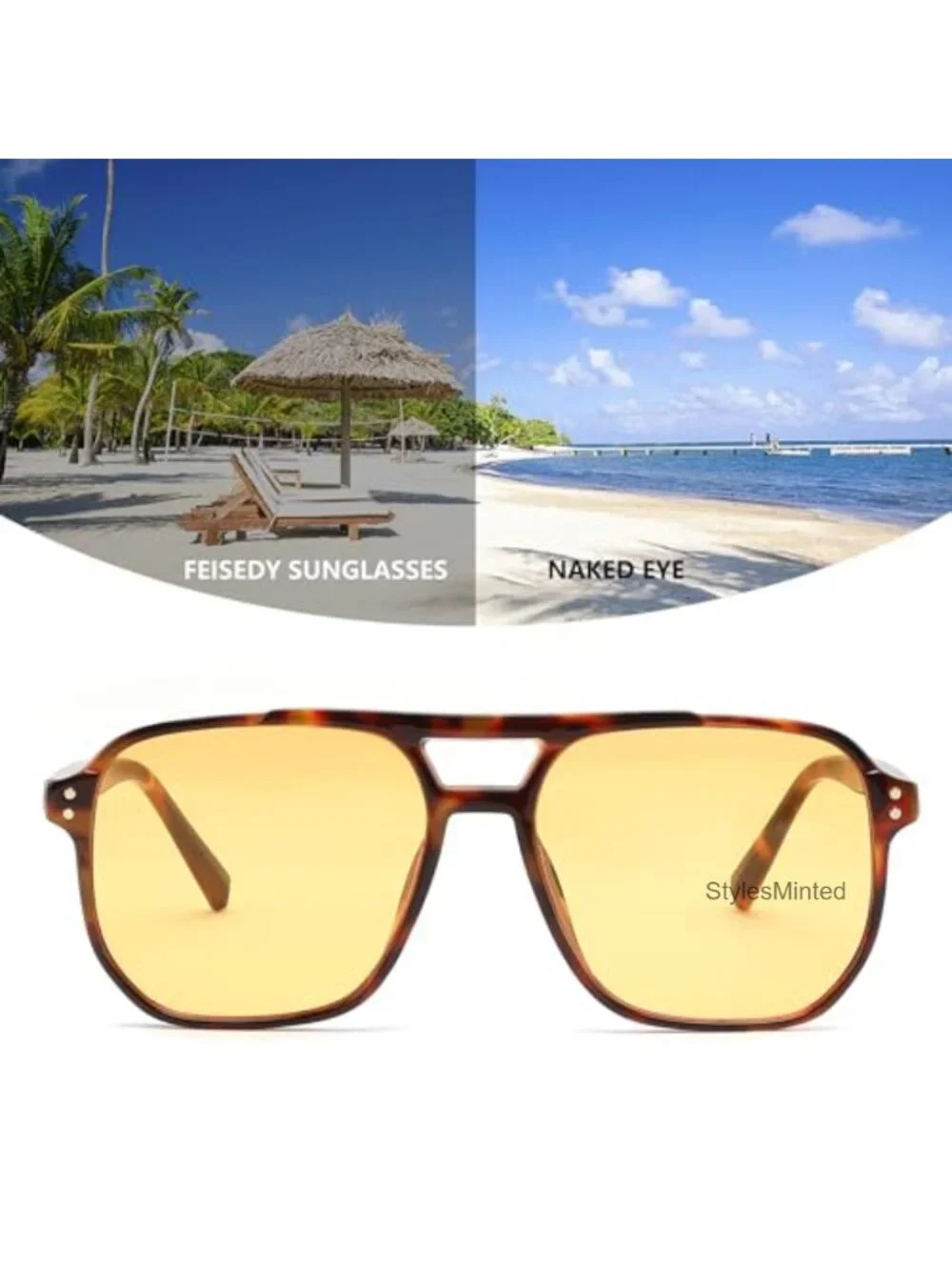 Retro Square Aviator Sunglasses 70s Vintage Trendy Plastic Frame UV400